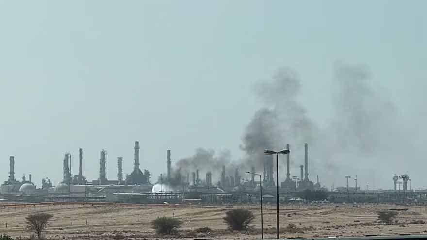 Fire, smoke seen near Aramco facility in Riyadh, witness says