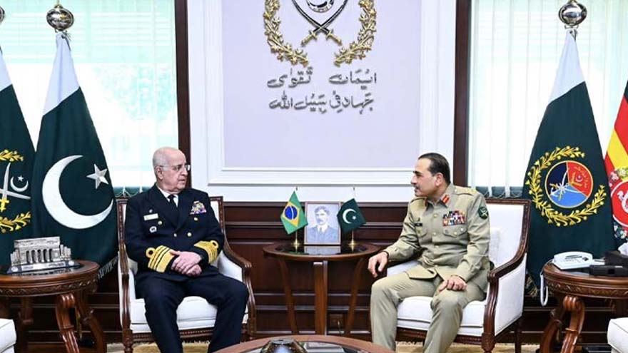 Brazilian armed forces delegation meets Field Marshal Asim Munir at GHQ