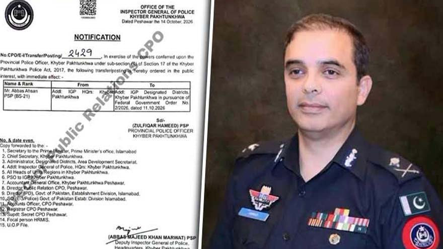 Abbas Ahsan assigned policing responsibilities in 12 KP districts