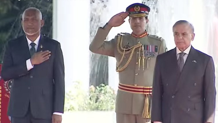مالدیپ کے صدر کے اعزاز میں وزیراعظم ہاؤس میں استقبالیہ تقریب، گارڈ آف آنر پیش