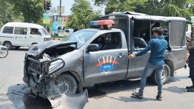 مریدکے میں ایلیٹ فورس کی گاڑی الٹنے سے ایک اہلکارجاں بحق، 5 زخمی