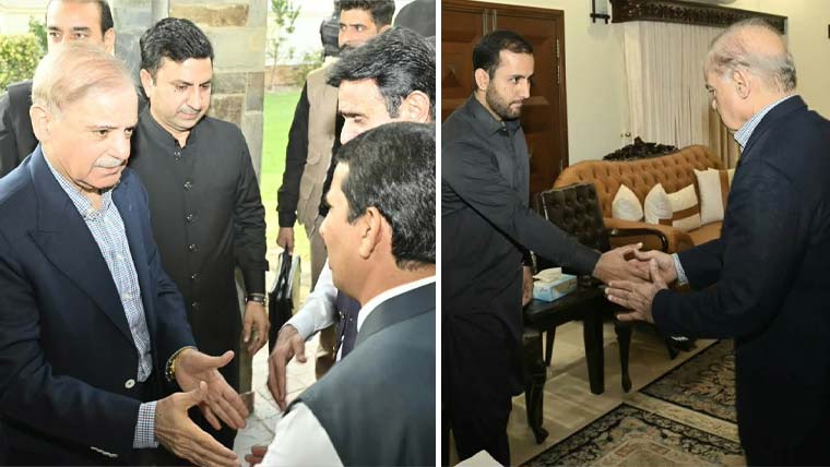 شہباز شریف کی رانا مبشر اقبال کی رہائش گاہ آمد، خالہ زاد بھائی کے انتقال پر تعزیت