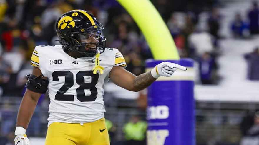 Iowa RB Kamari Moulton done for season due to upper-body injury