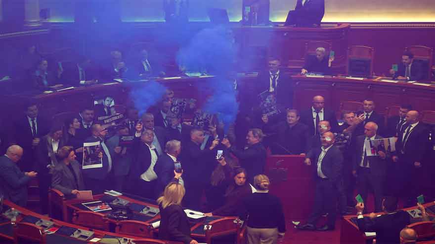 Albania opposition disrupts parliament session after violent street protests