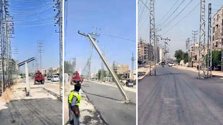 حیدرآباد میں نئی سڑک پر بجلی کے پولز کی موجودگی، حیسکو چیف کا مؤقف سامنے آگیا