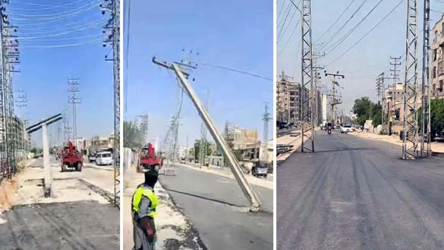 HESCO chief explains power poles on under-construction Hyderabad road