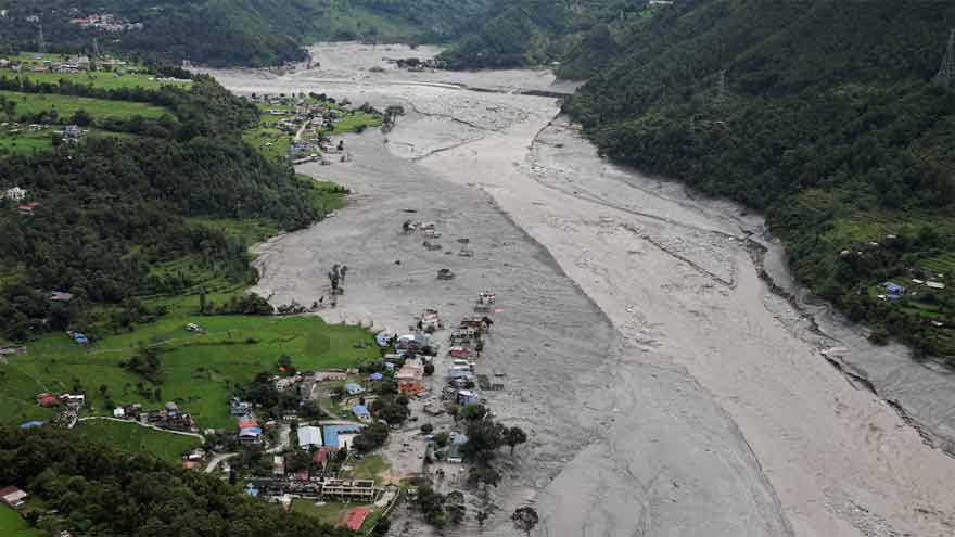 In flood-ravaged Nepal valley nothing is left standing