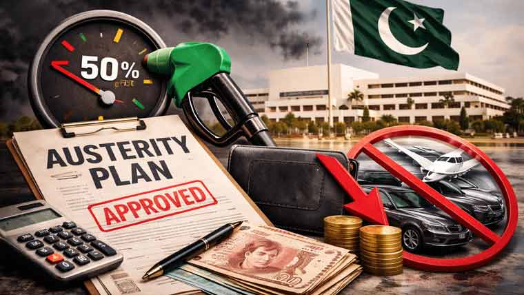 نئی کفایت شعاری مہم، سرکاری فیول میں 50 فیصد کٹوتی، غیرملکی دوروں، خریداری پر پابندی