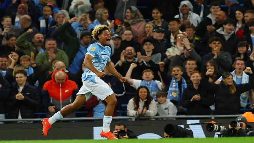 Teenager Samba strikes twice on debut as Man City thrash Norwich in League Cup