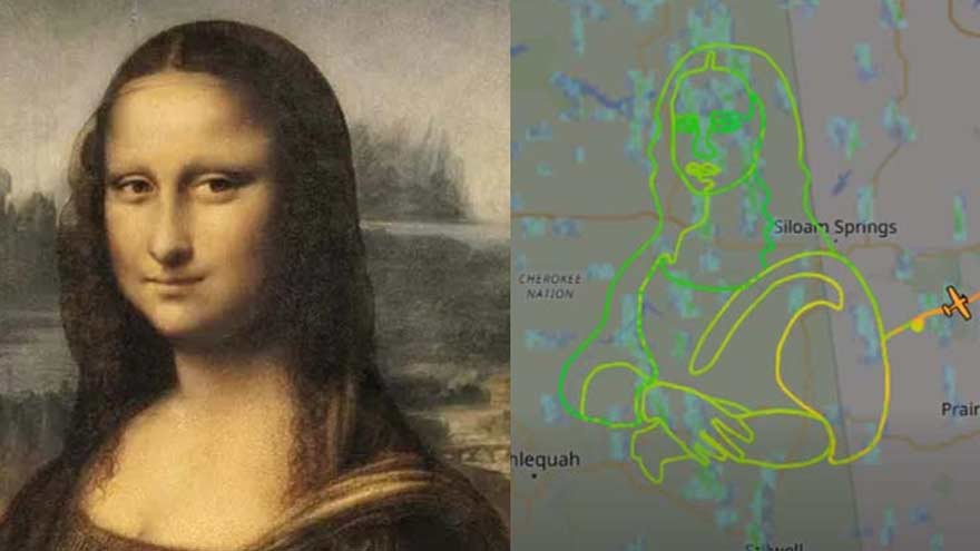 Pilot creates Mona Lisa in the sky during three-hour flight
