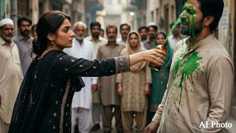 گھریلو جھگڑے پر بیوی نے شوہر پر مبینہ طور پر تیزاب پھینک دیا