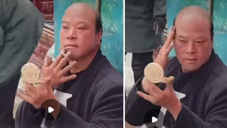 چینی سبزی فروش کا گاہکوں کو متوجہ کرنے کیلئے میک اَپ، ویڈیو وائرل